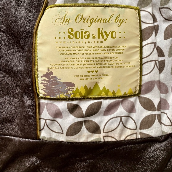 Soia & Kyo Soft Chocolate Brown Motorcycle Style Leather Zip Up Jacket - Picture 13 of 13